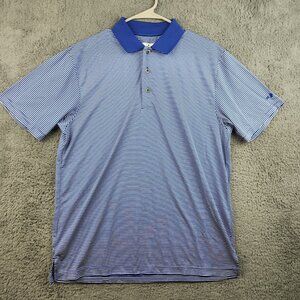 Performance Polo Shirt Mens Medium Blue Striped Golf Air Flow Wicking Grand Slam